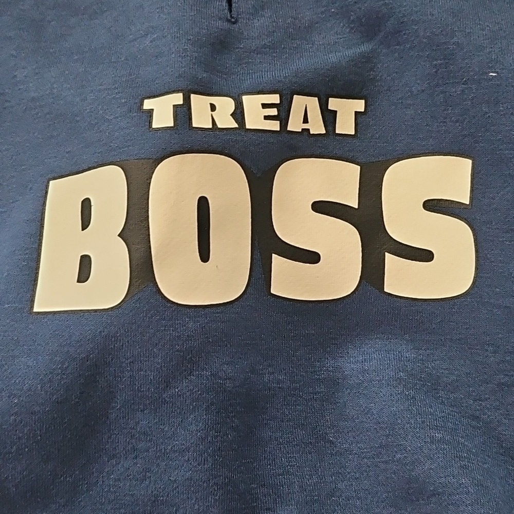 Youly Navy Blue Dog Hoodie with 'Treat Boss' Print - Picture 2 of 6